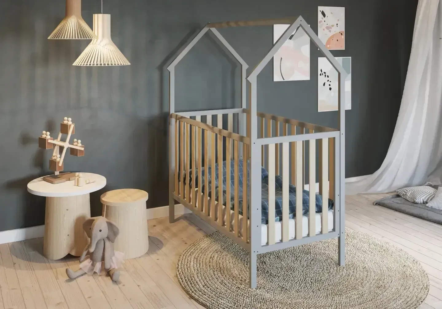 baby bed drewniane łóżeczko niemowlęce bezpieczne łóżko dla noworodka nowoczesny pokój dziecka